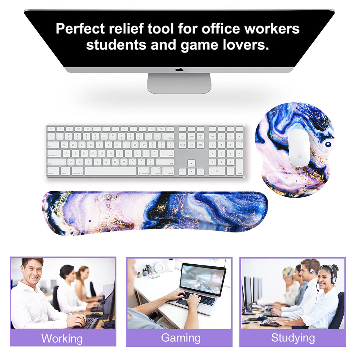ArtSo Upgraded Wrist Rest Support for Mouse Pad & Keyboard, Ergonomic Gel Mousepad Non-Slip Rubber