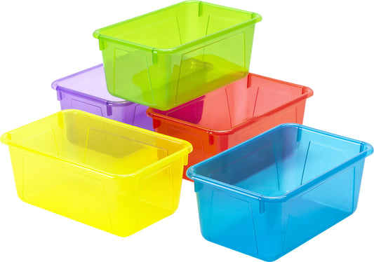 Storex Small Cubby Bins – Plastic Storage Containers for Classroom, 12.2 x 7.8 x 5.1 inches