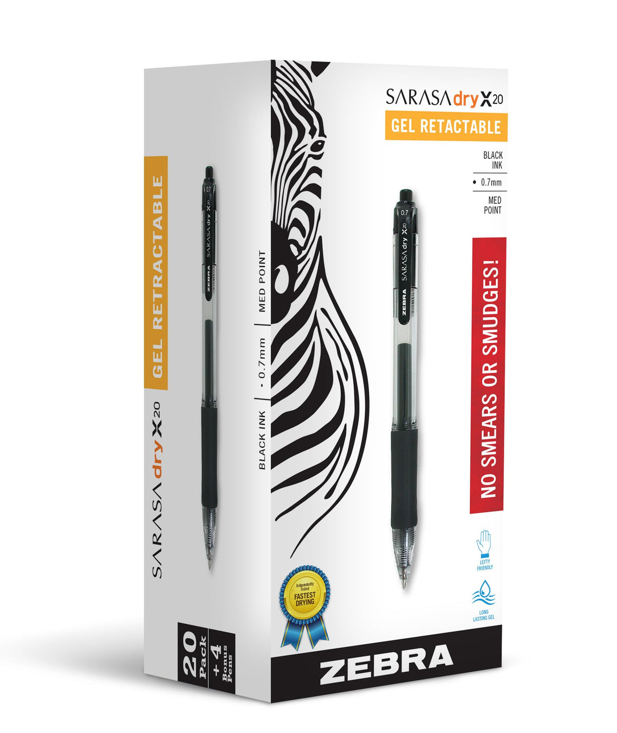 Zebra Pen SARASA X20 Retractable Gel Pen, Black Ink, 0.7mm, 24-Pack