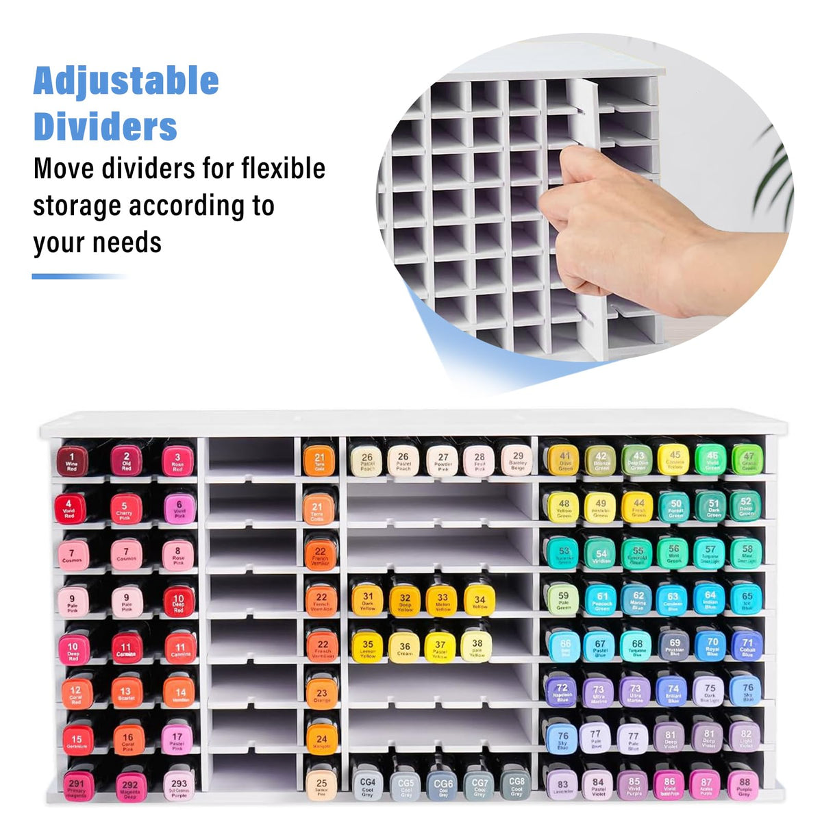 Marker Organizer,120 Slots Marker Holder Organizer with Removable Divider