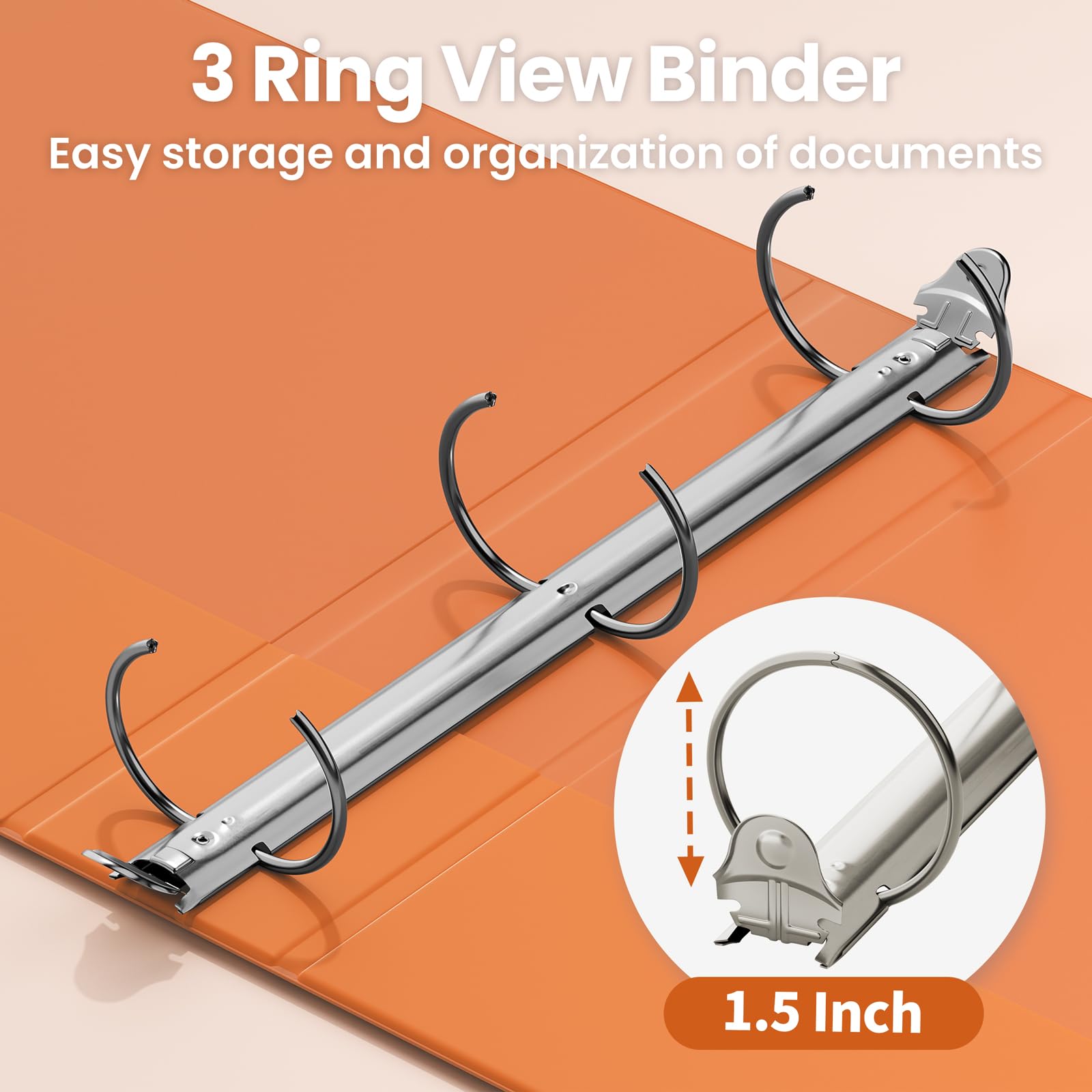 SUNEE 3 Ring Binder 1.5 Inch 1 Pack, Clear View Binder Three Ring PVC-Free (Fit 8.5x11 Inches) for