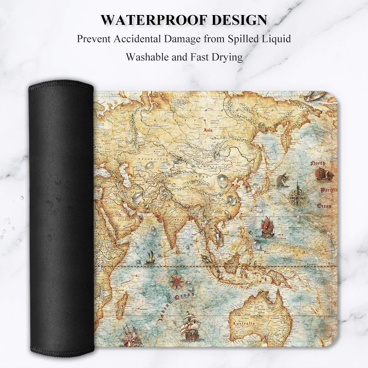 Auhoahsil Large Gaming Mouse Pad, XXL 35.4 x 15.7 in Desk Mat, World Map