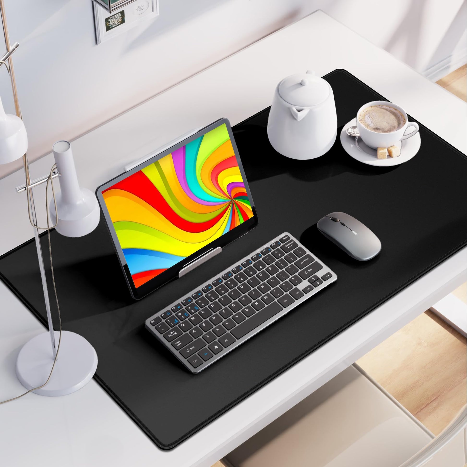 LL-COEUR Black Extended Gamer Mousepad 31.5x19.6x0.12inch, XXL Long Desk Topper Mat with Non-Slip