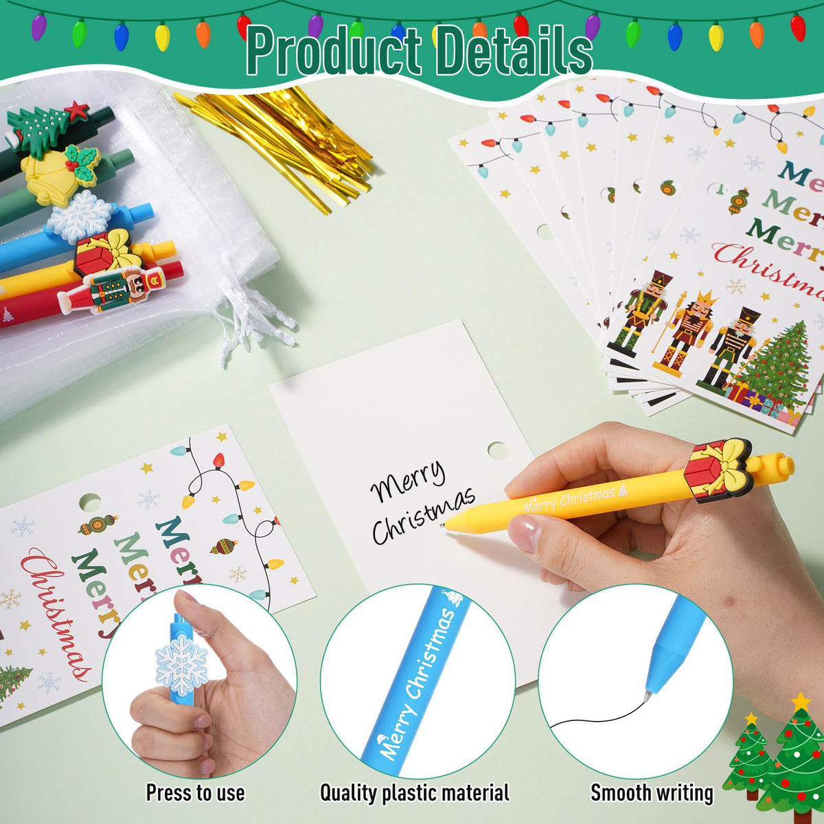 Marspark 60 Set Merry Christmas Party Favor Gifts Bulk Xmas Pens and Cards