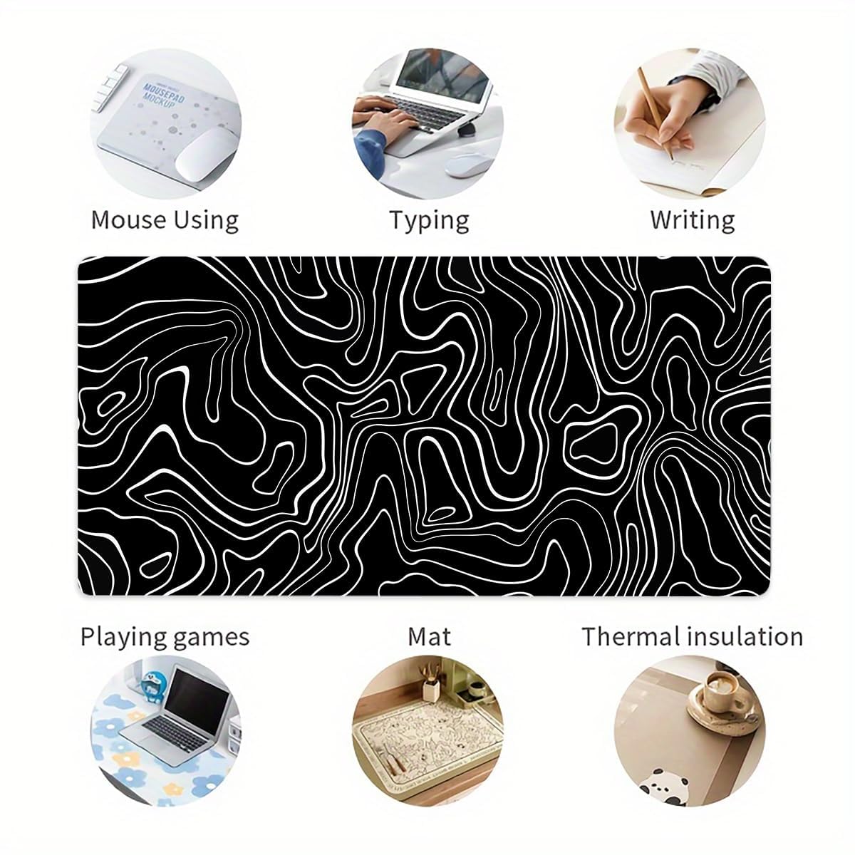 Rcege Large Gaming Mouse Pad Extended Desk Mat with Non Slip Stitched Edge