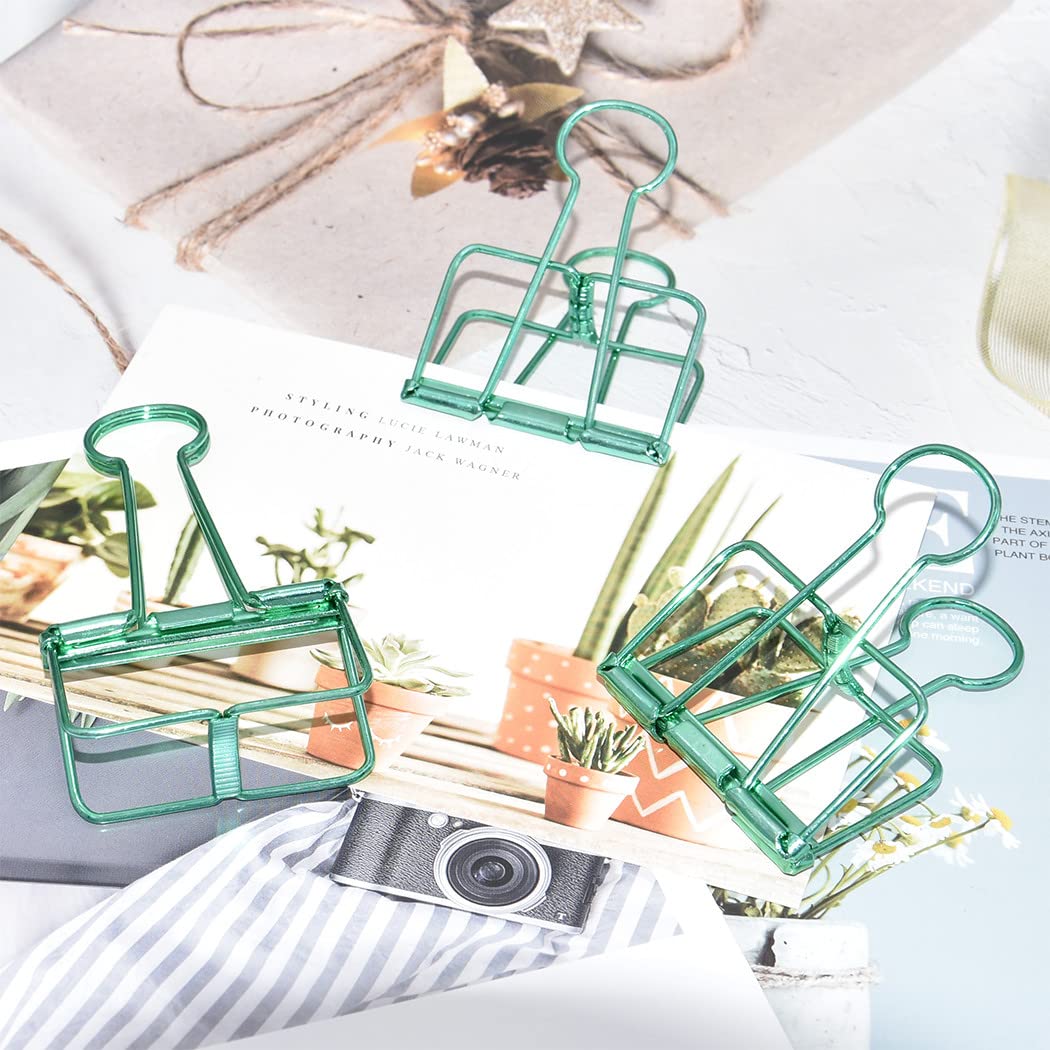 Extra Large Binder Clips 2 Inch, Big Paper Clamps Green for Office School Supplies (15Pcs)