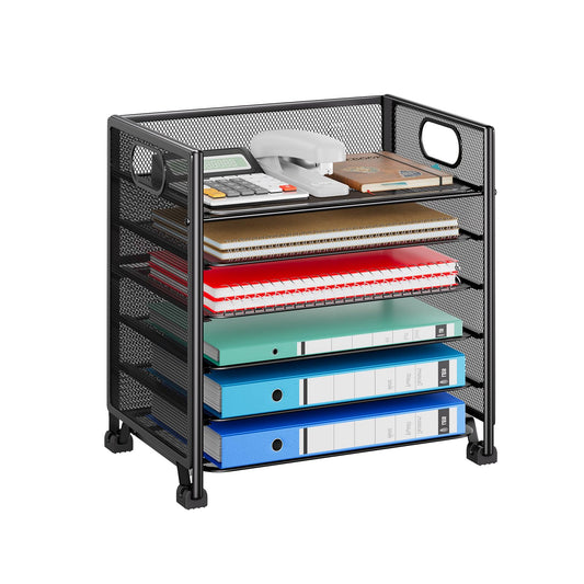 Simple Trending 6-Tier Paper Tray Organizer, File Organizer for Desk, Black