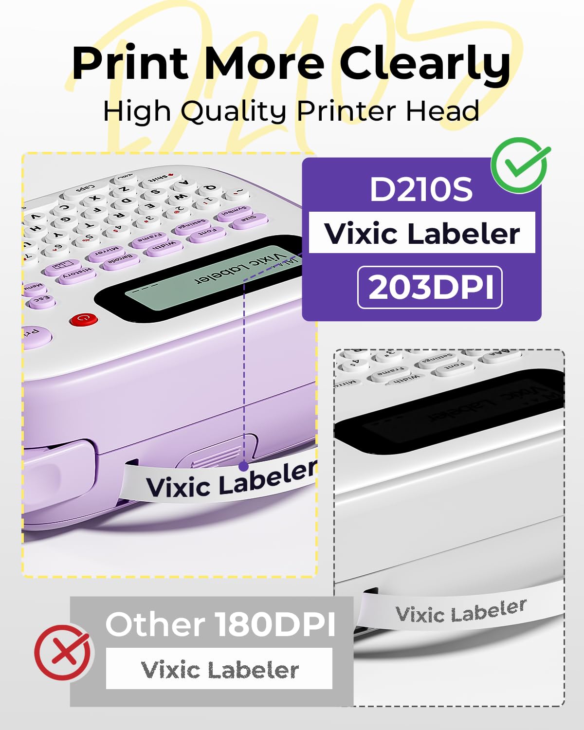 Vixic Label Maker Machine with Tapes, D210S Label Maker with Keyboard