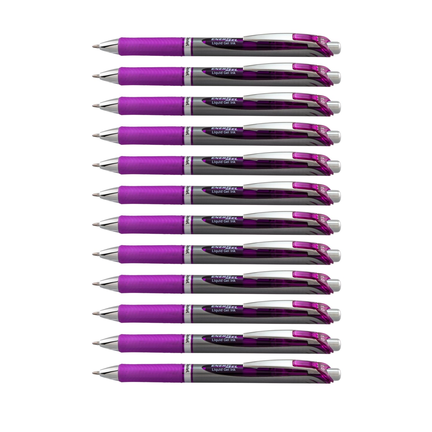 Pentel EnerGel RTX Retractable Liquid Gel Pen, Bold Line, Metal Tip, Violet Ink (BL80-V) (Pack of