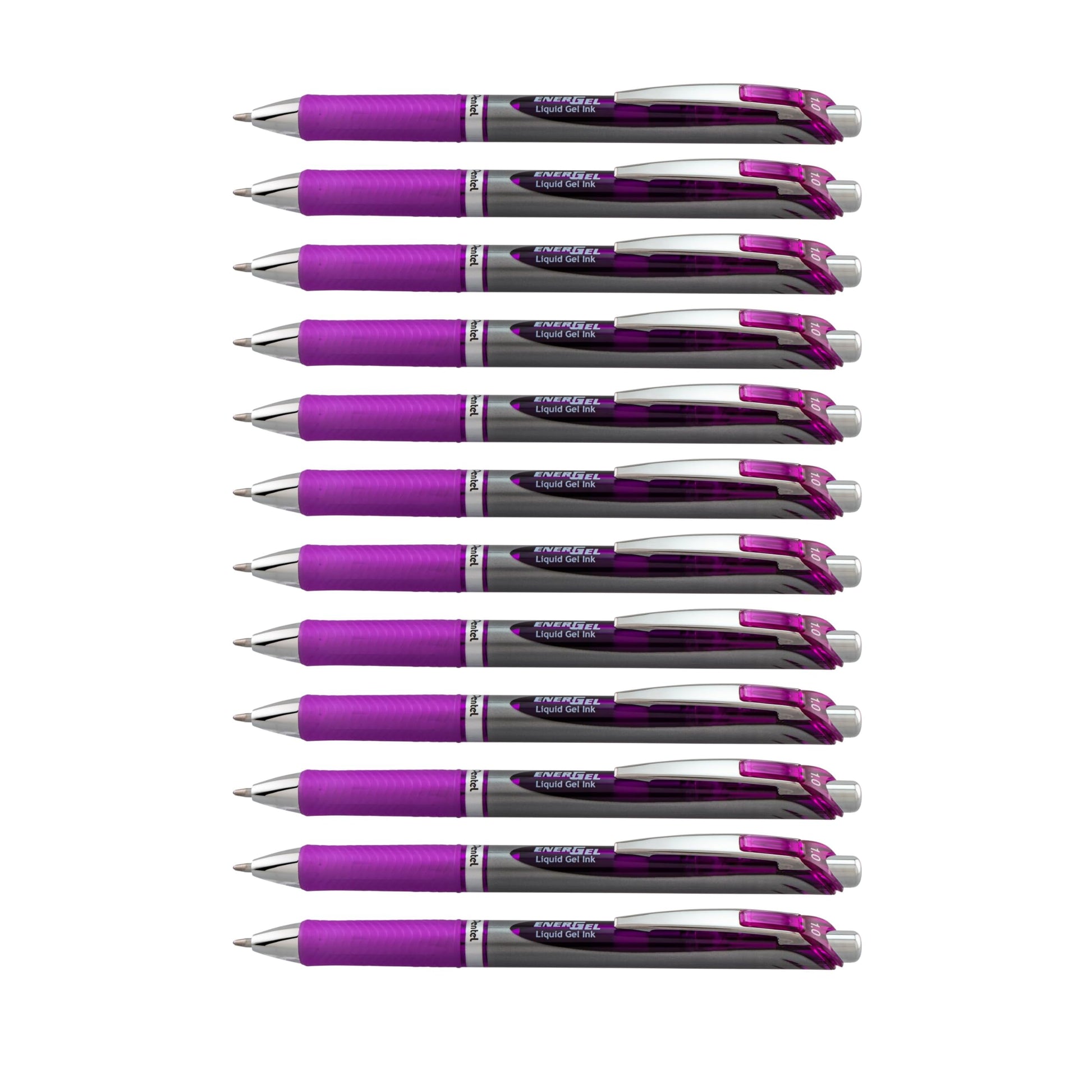 Pentel EnerGel RTX Retractable Liquid Gel Pen, Bold Line, Metal Tip, Violet Ink (BL80-V) (Pack of