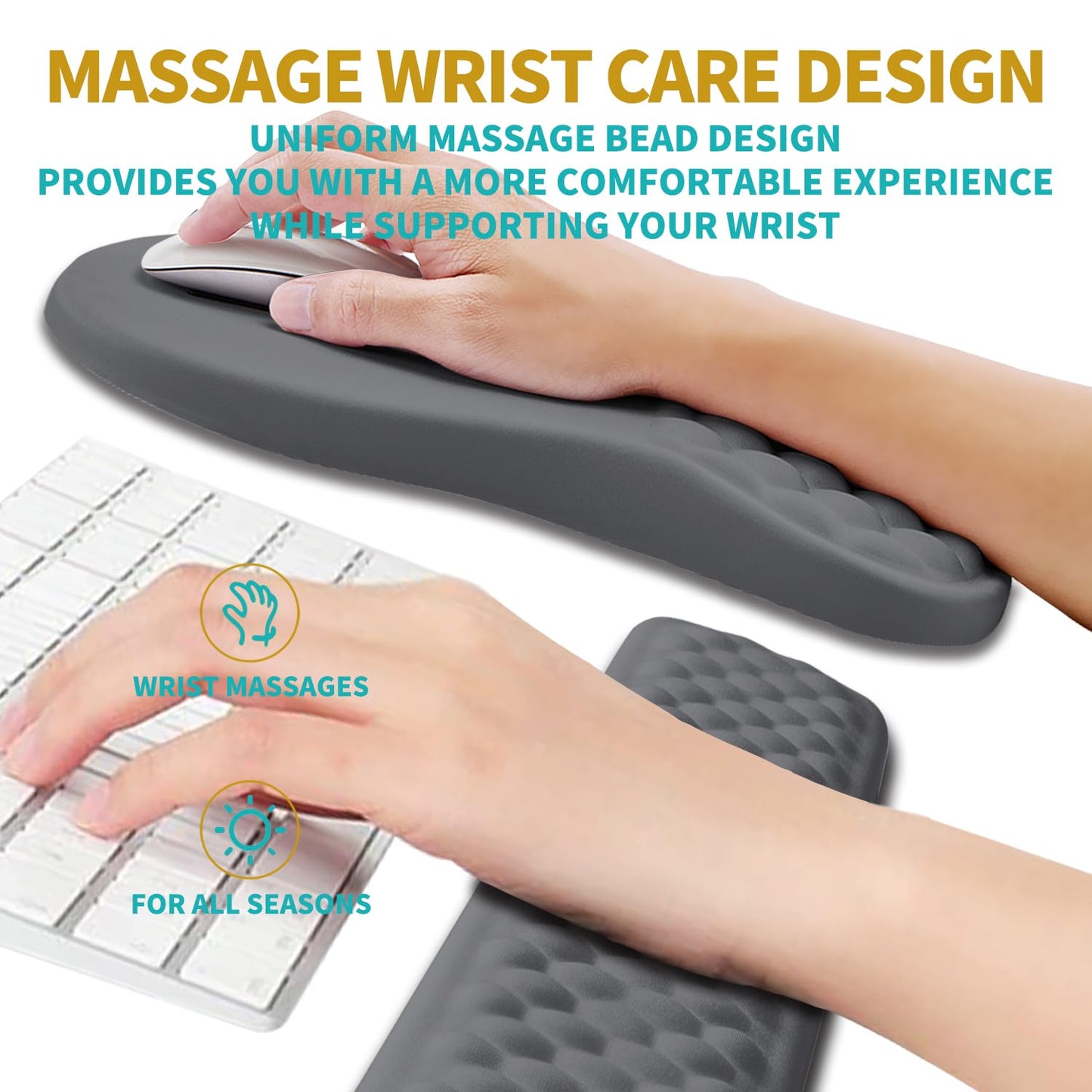 Hokafenle 2 in 1 Ergonomic Mouse Pad Wrist Support & Wrist Rest for Computer Keyboard Set, with