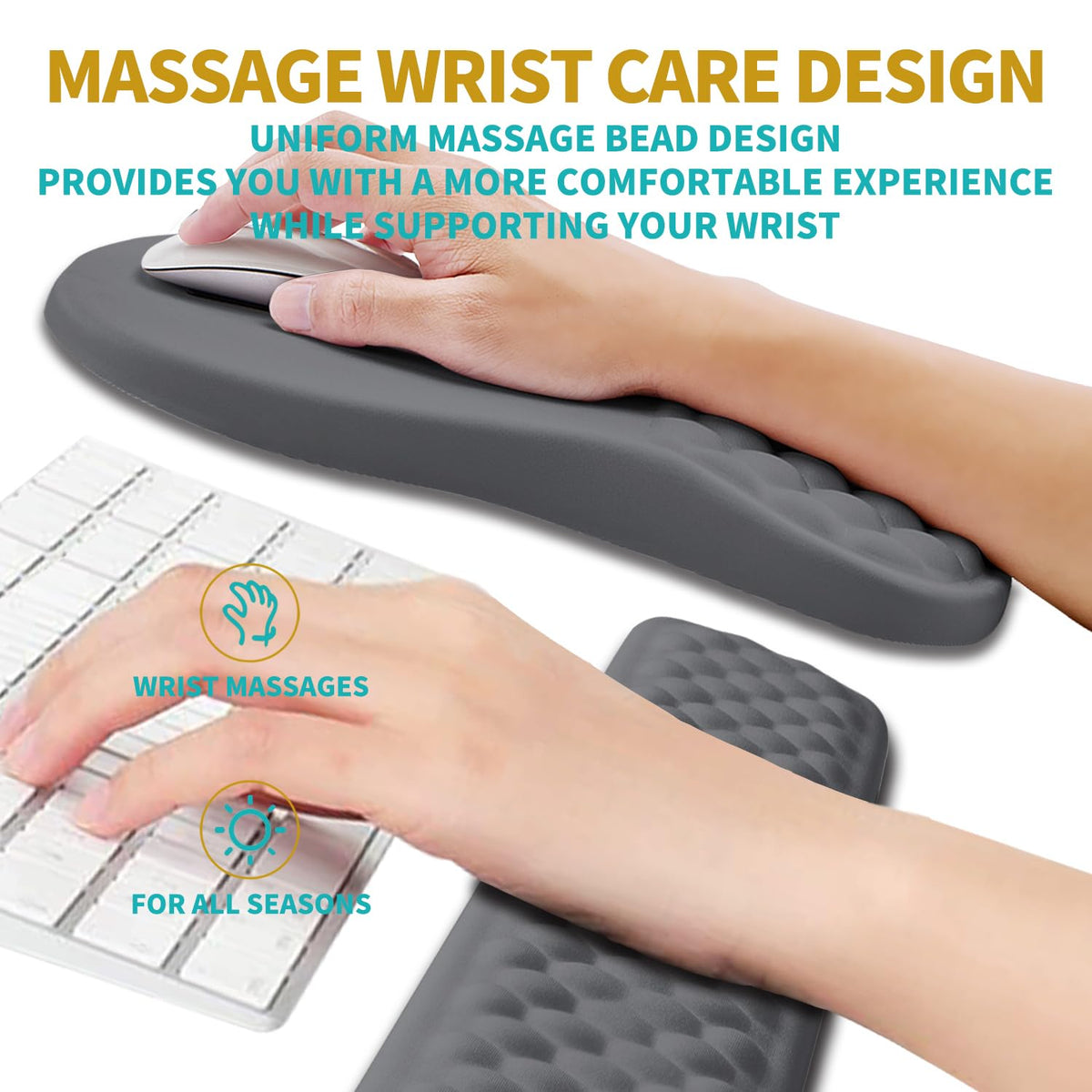 Hokafenle 2 in 1 Ergonomic Mouse Pad Wrist Support & Wrist Rest for Computer Keyboard Set, with