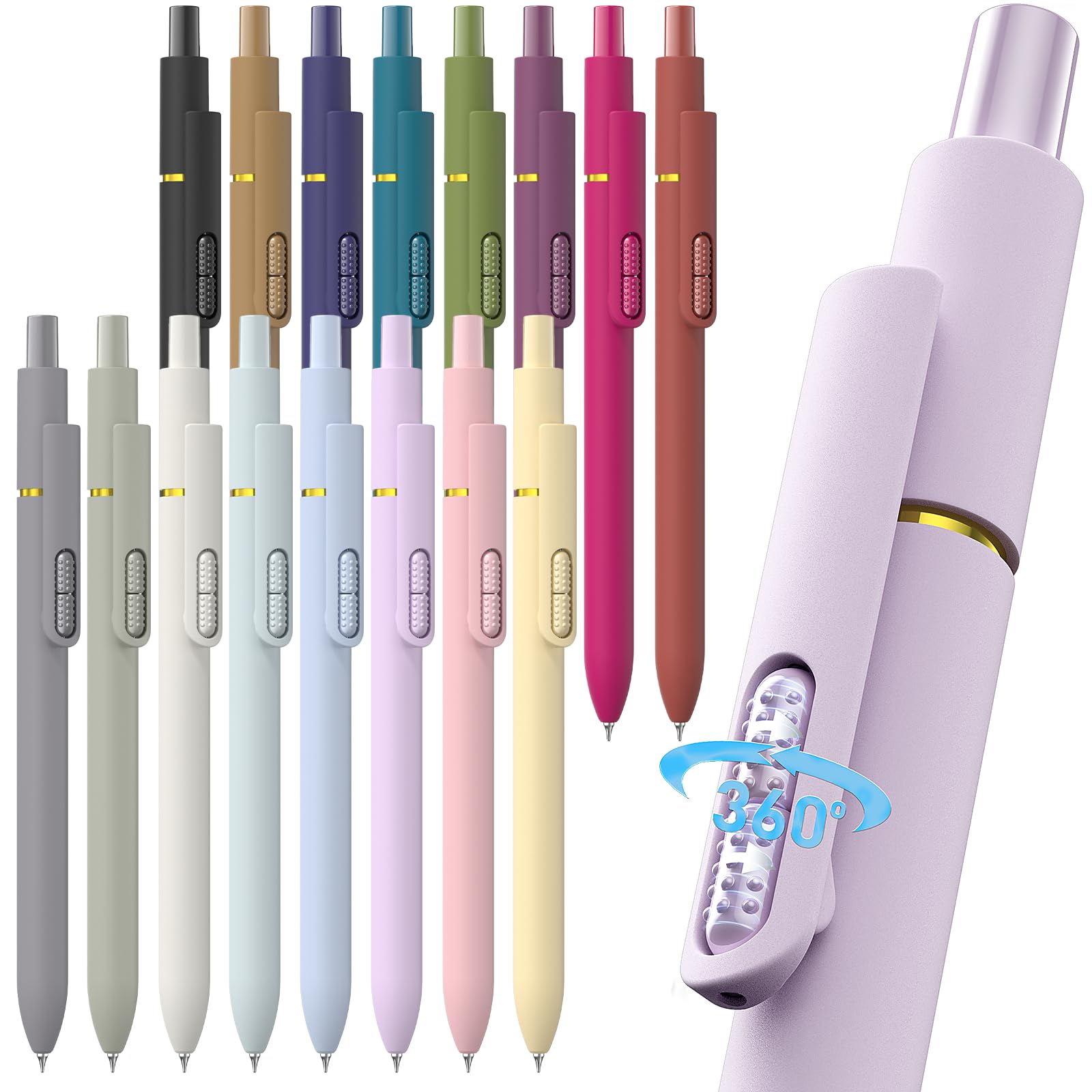Hiacry 16 Pack Gel Pens, Quick-Dry Black Ink-0.7mm Fine Point Fidget Pens