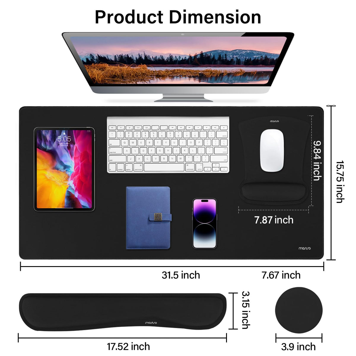 MOSISO Keyboard Mouse Pad Set, Large Gaming Mousepad&Keyboard Wrist Rest