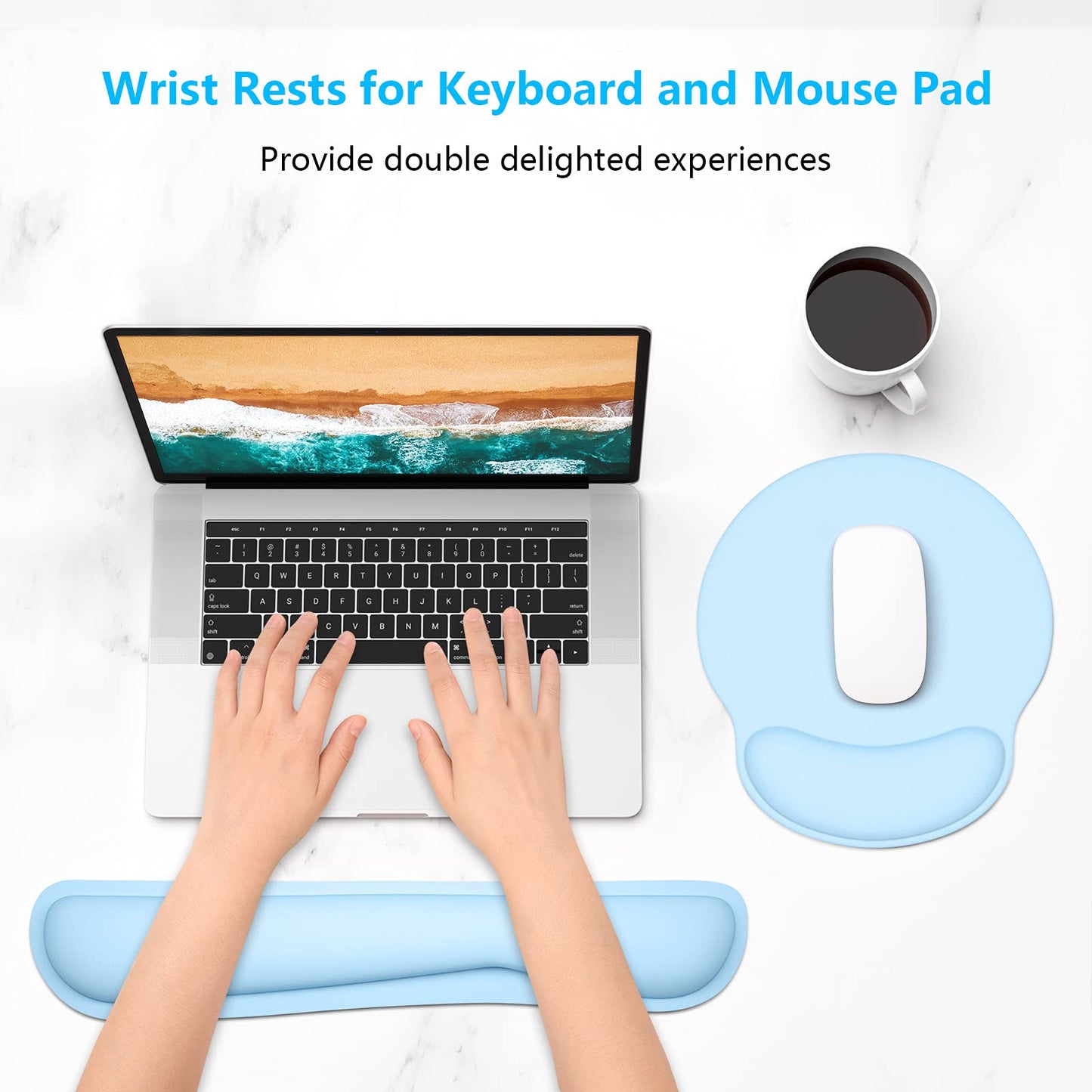 Dapesuom Keyboard Wrist Rest and Mouse Pad with Wrist Support, Memory Foam Cushion for Keyboard and