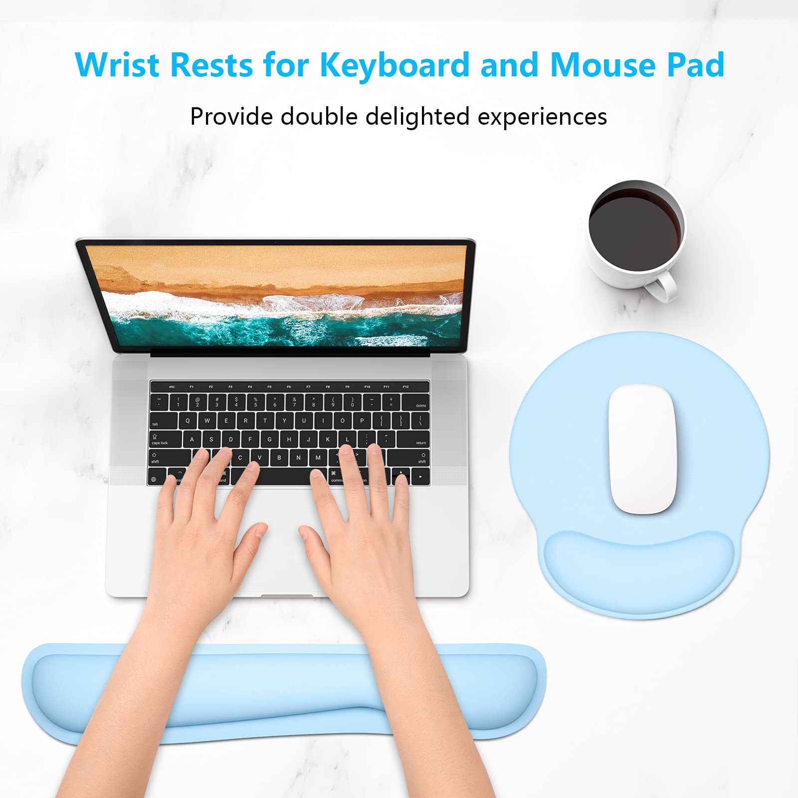 Dapesuom Keyboard Wrist Rest and Mouse Pad with Wrist Support, Memory Foam Cushion for Keyboard and