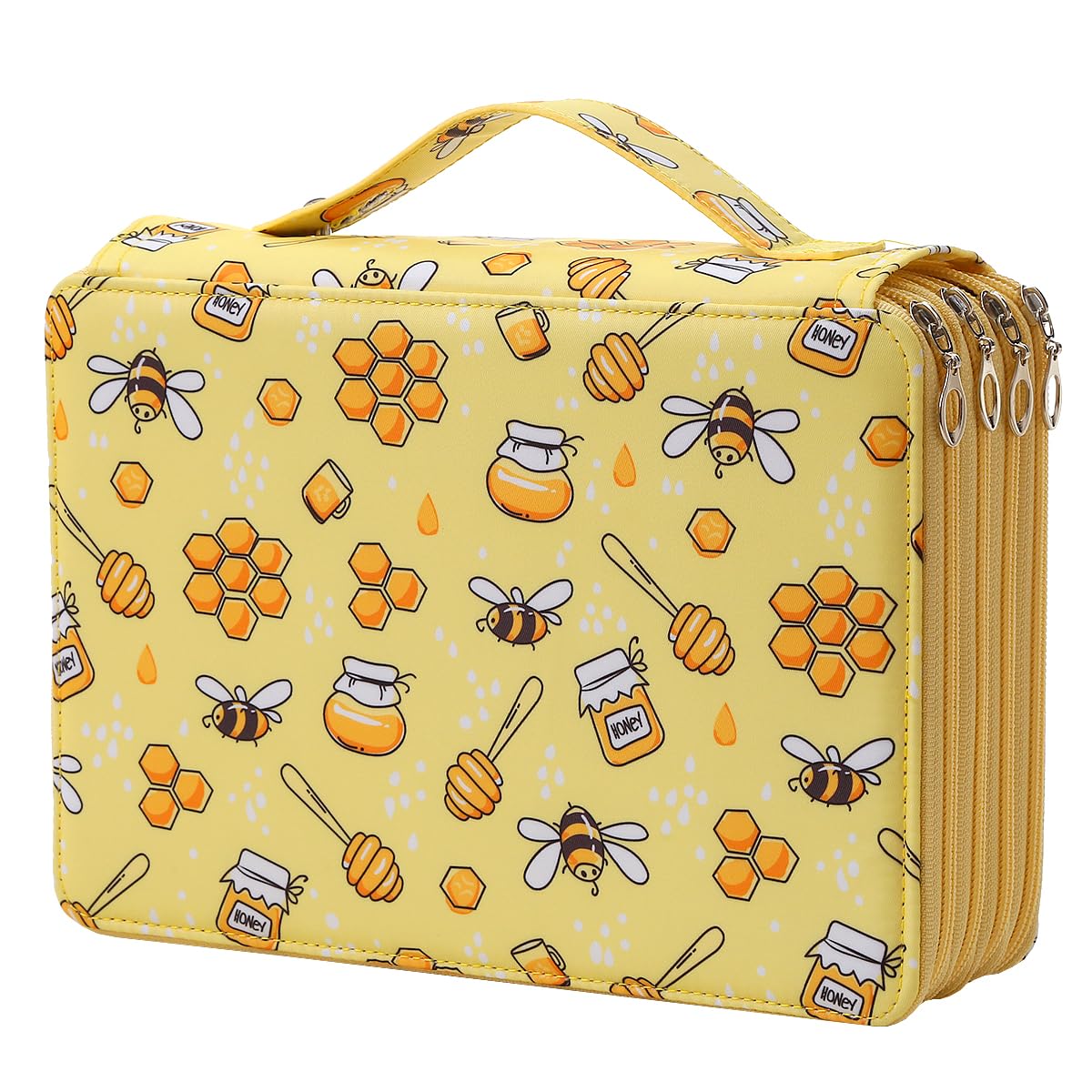 Lbxgap 200 Slots Pencil Case 4-Layer Zipped Holder w/Handle