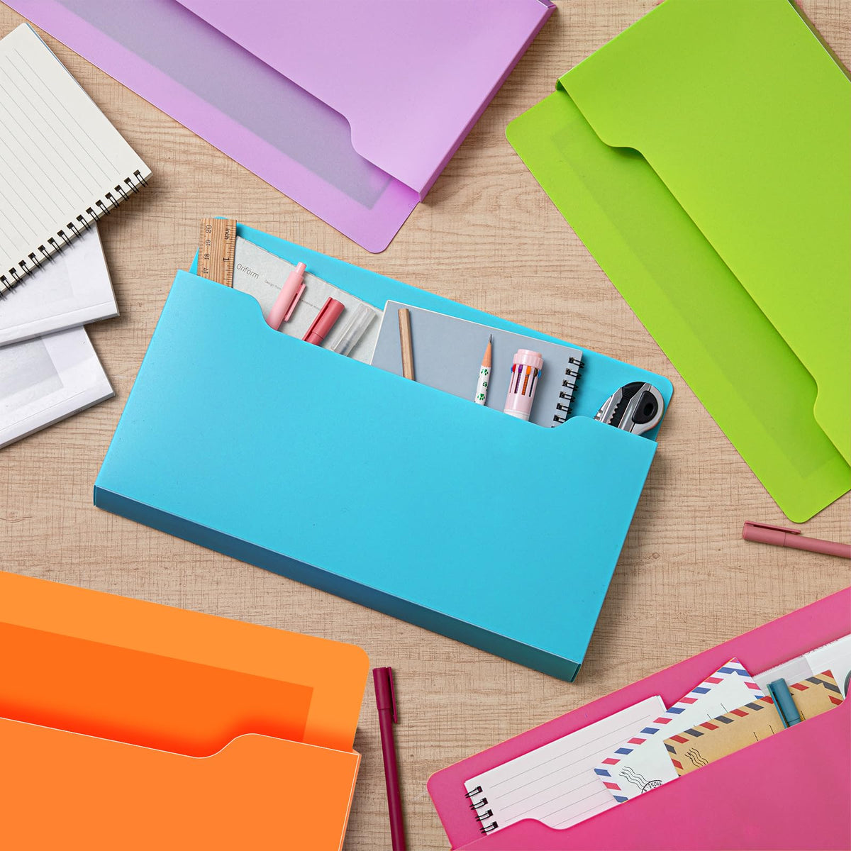 Fuutreo Magnetic Wall File Holder,6pcs,Bright Color,Horizontal-large