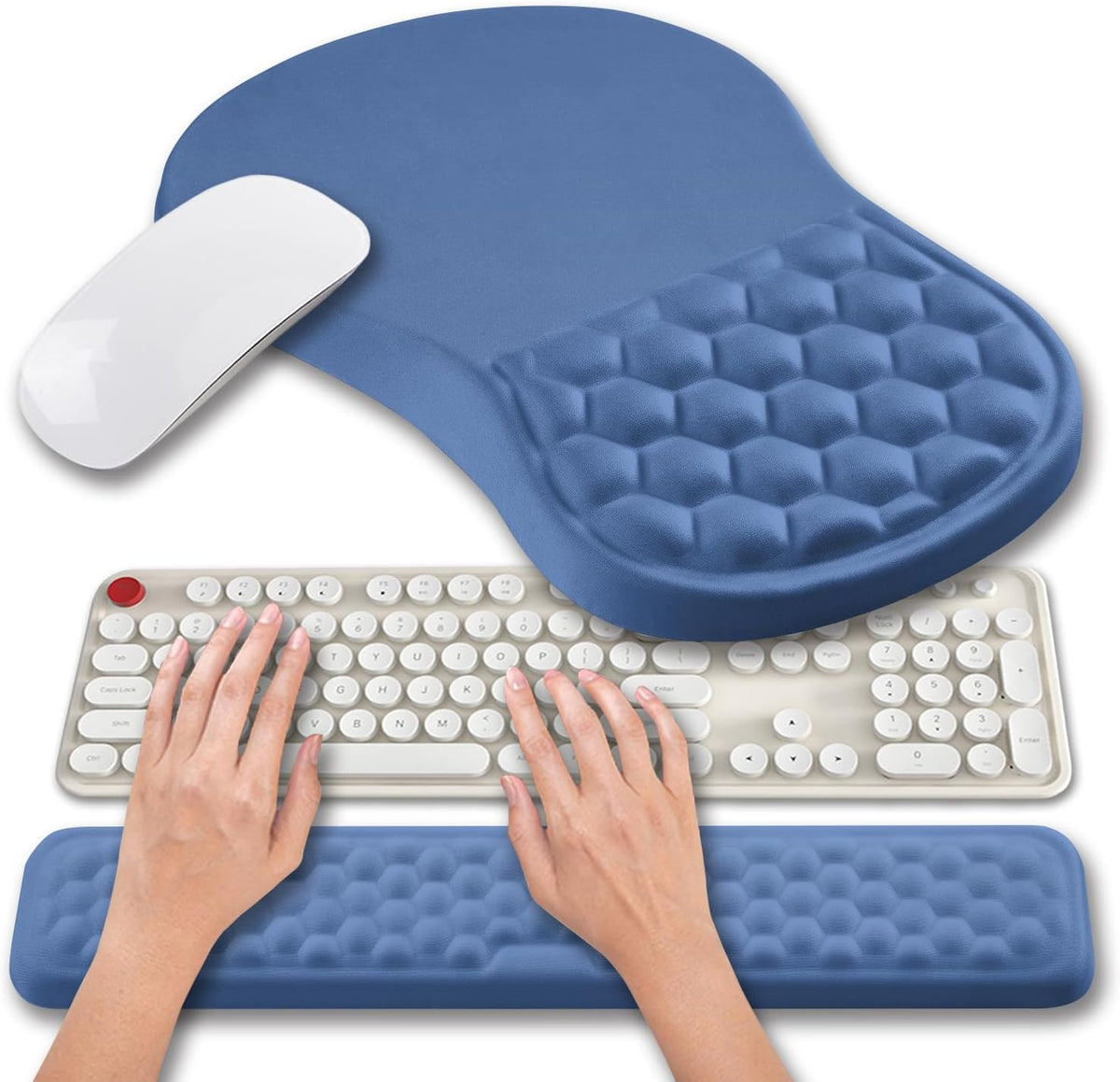 Hokafenle 2 in 1 Ergonomic Mouse Pad Wrist Support & Wrist Rest for Computer Keyboard Set, with