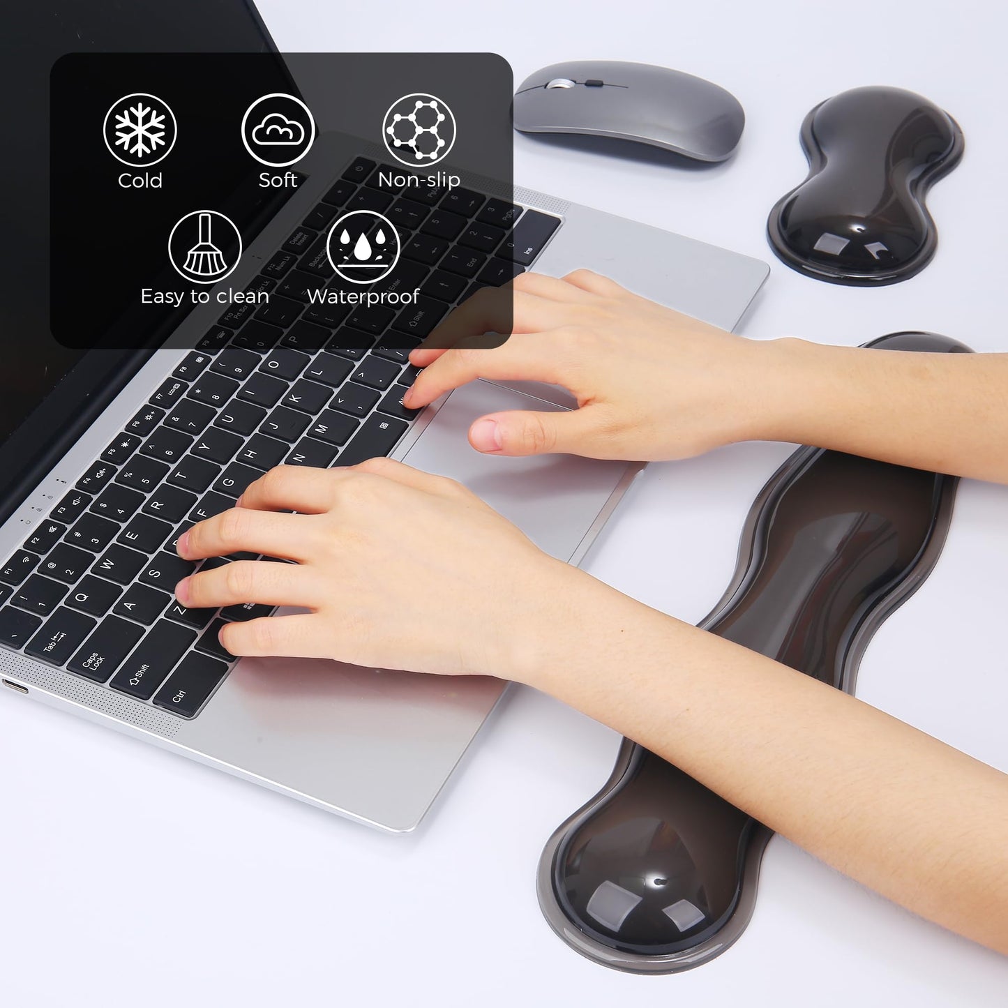 ABRONDA Gel Wrist Rest for Keyboard and Mouse, Wrist Rest for Keyboard, Mouse Wrist Support, Pain