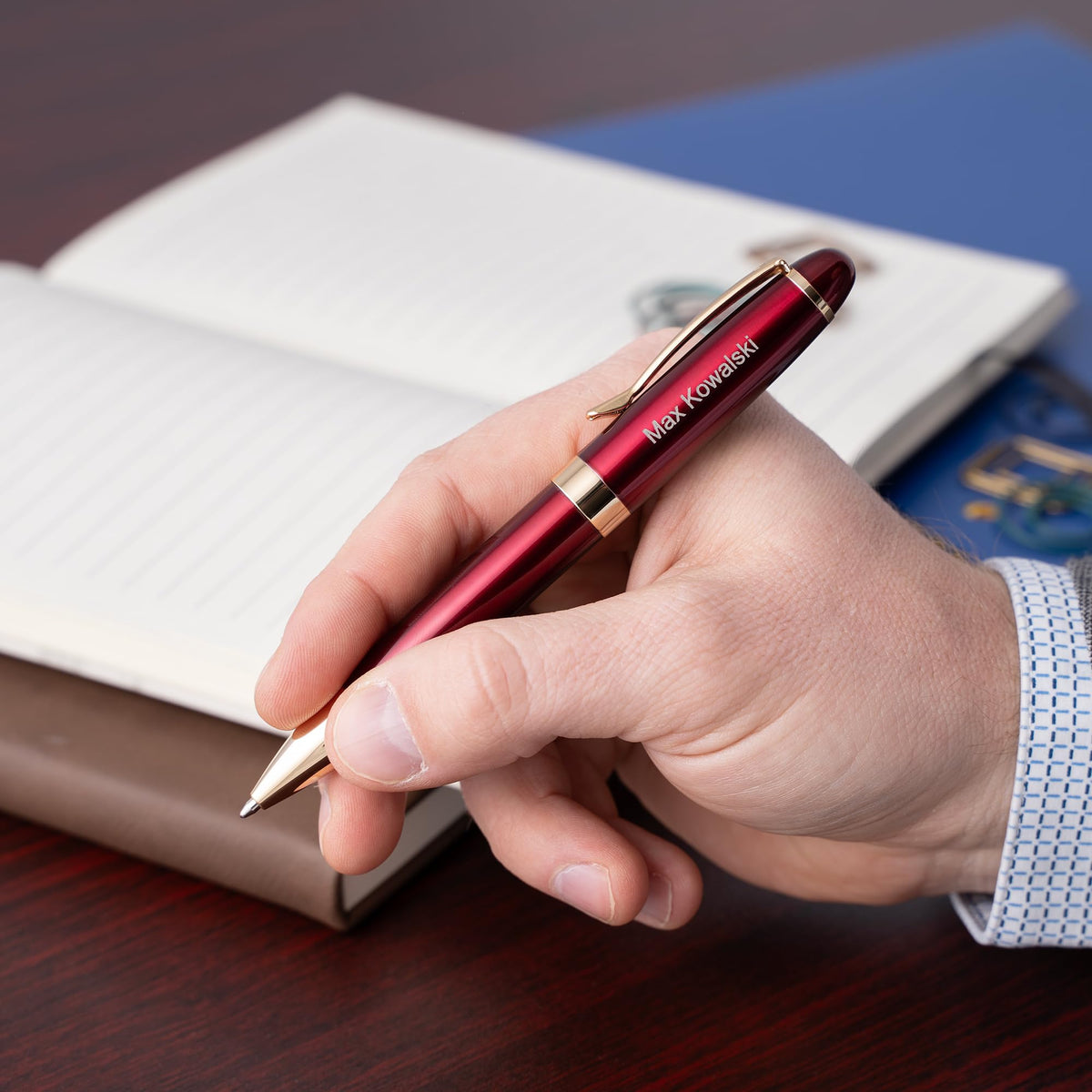 Dayspring Pens | Engraved Alexandria Twist Action Red Ballpoint Gift Pen with Case. Custom Engraved