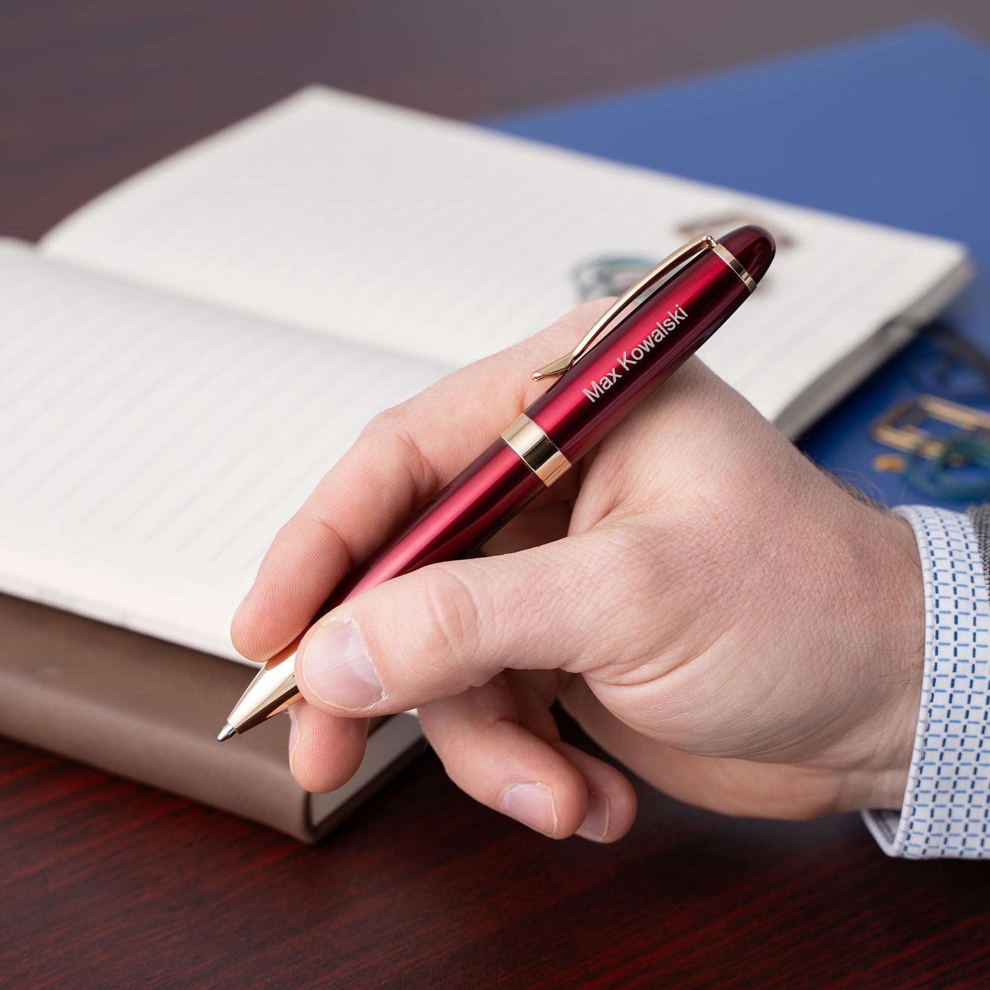 Dayspring Pens | Engraved Alexandria Twist Action Red Ballpoint Gift Pen with Case. Custom Engraved