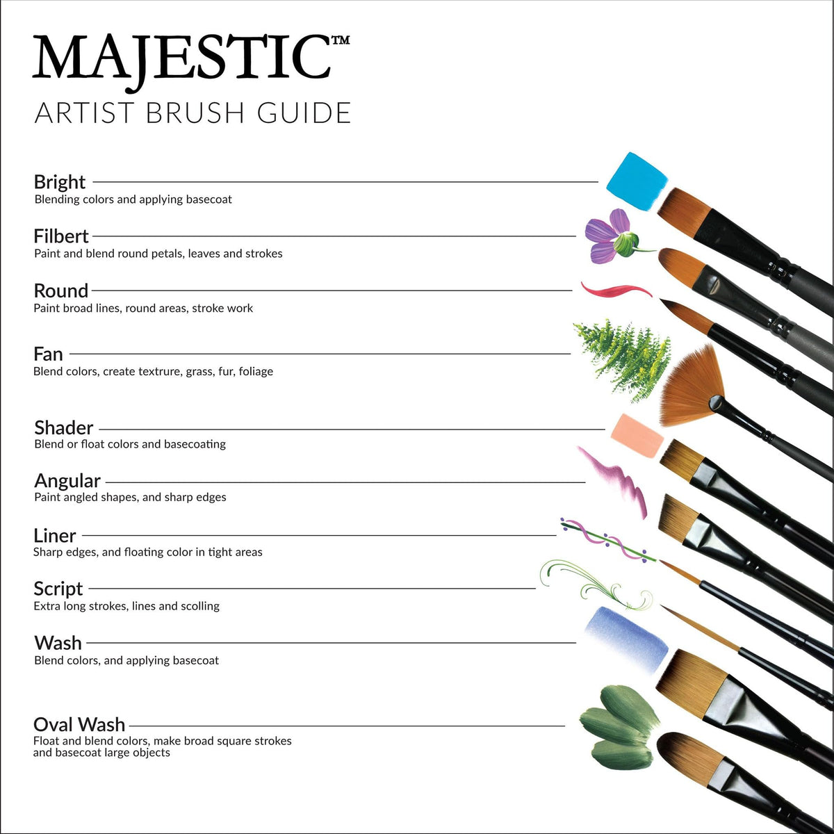 Royal & Langnickel Majestic Filbert and Angular Artist Brush Set, 7-piece