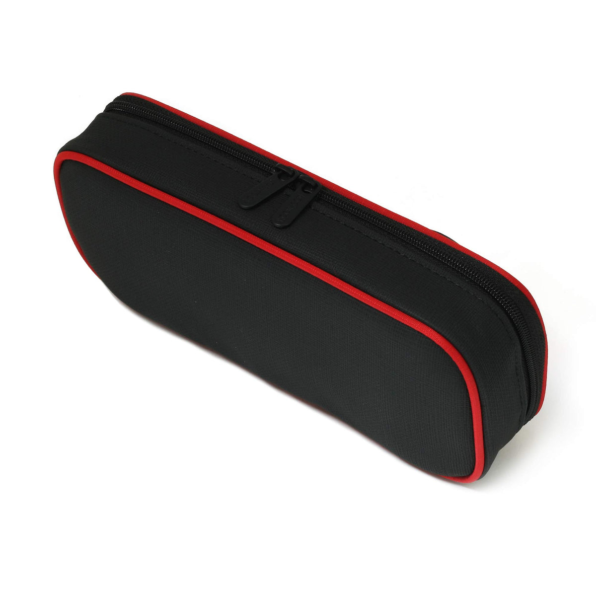LOONLOON 660 Rainy PU Leather Pencil Case, Two-Tier Pen Pouch, Black