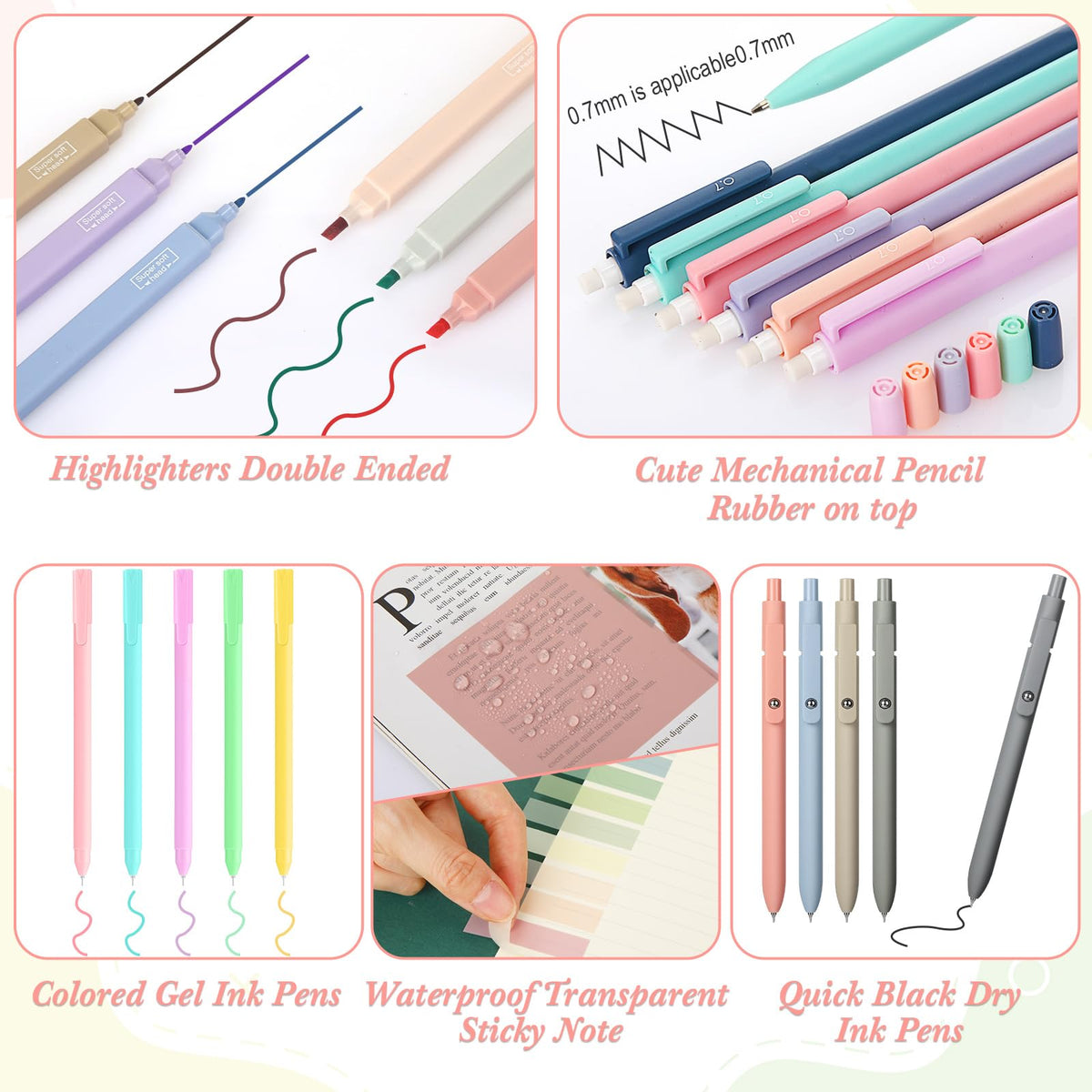 30 Pcs Aesthetic School Supplies for Stationary Essentials, Pink