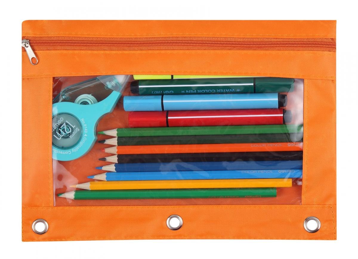 Wodison 24 Packs 3 Ring Binder Pen Pencil Case Pouch Bulk Set Stationery Bag for School Class