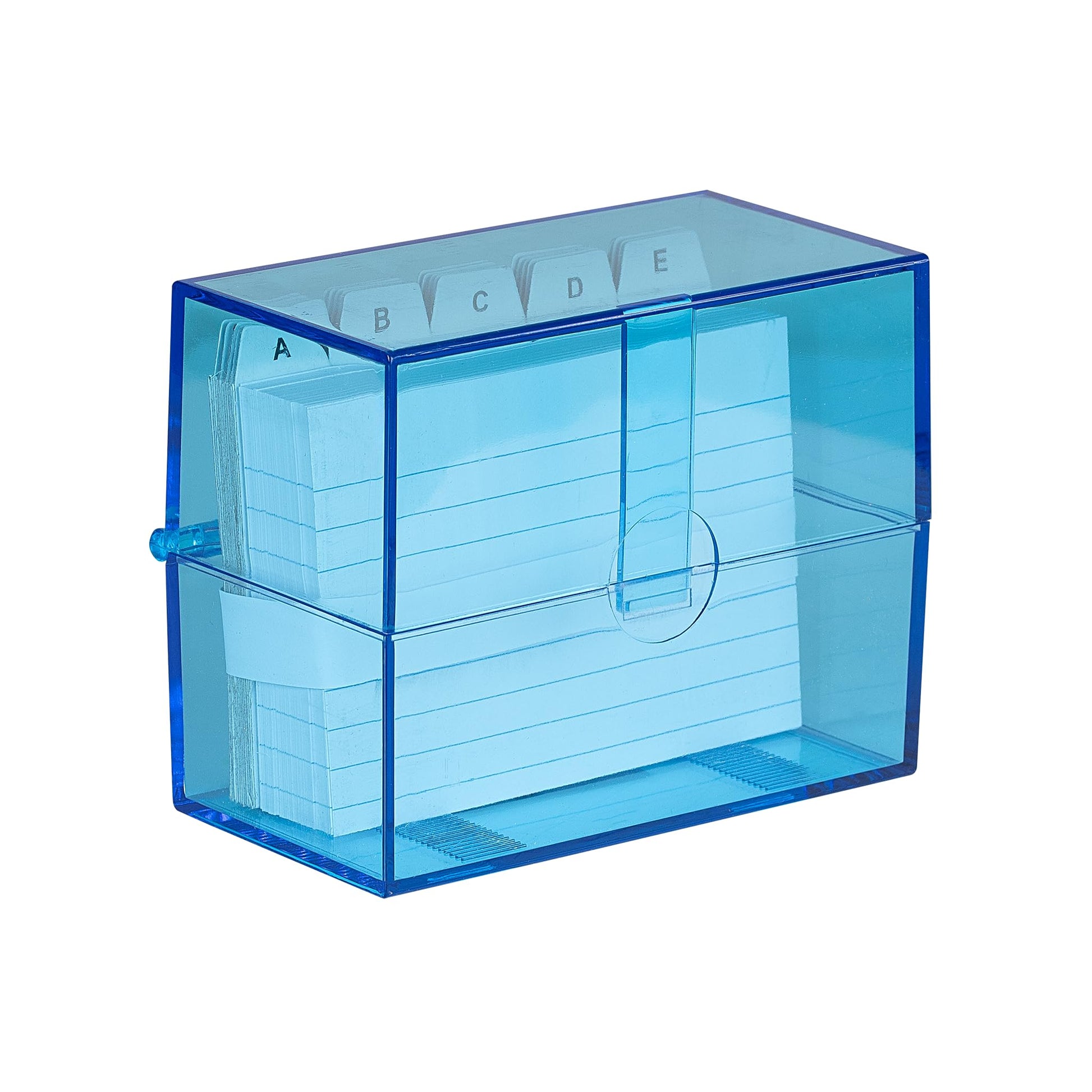 Wedo 2507303 Card Boxes DIN A7 Transverse for About 200 Cards (Made of Plastic Translucent Blue