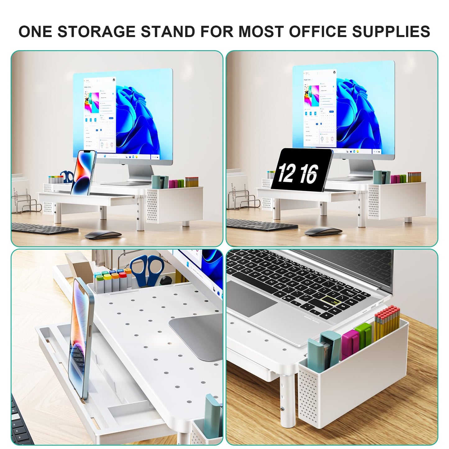 WALI Computer Monitor Stand with Storage and Pen Holder