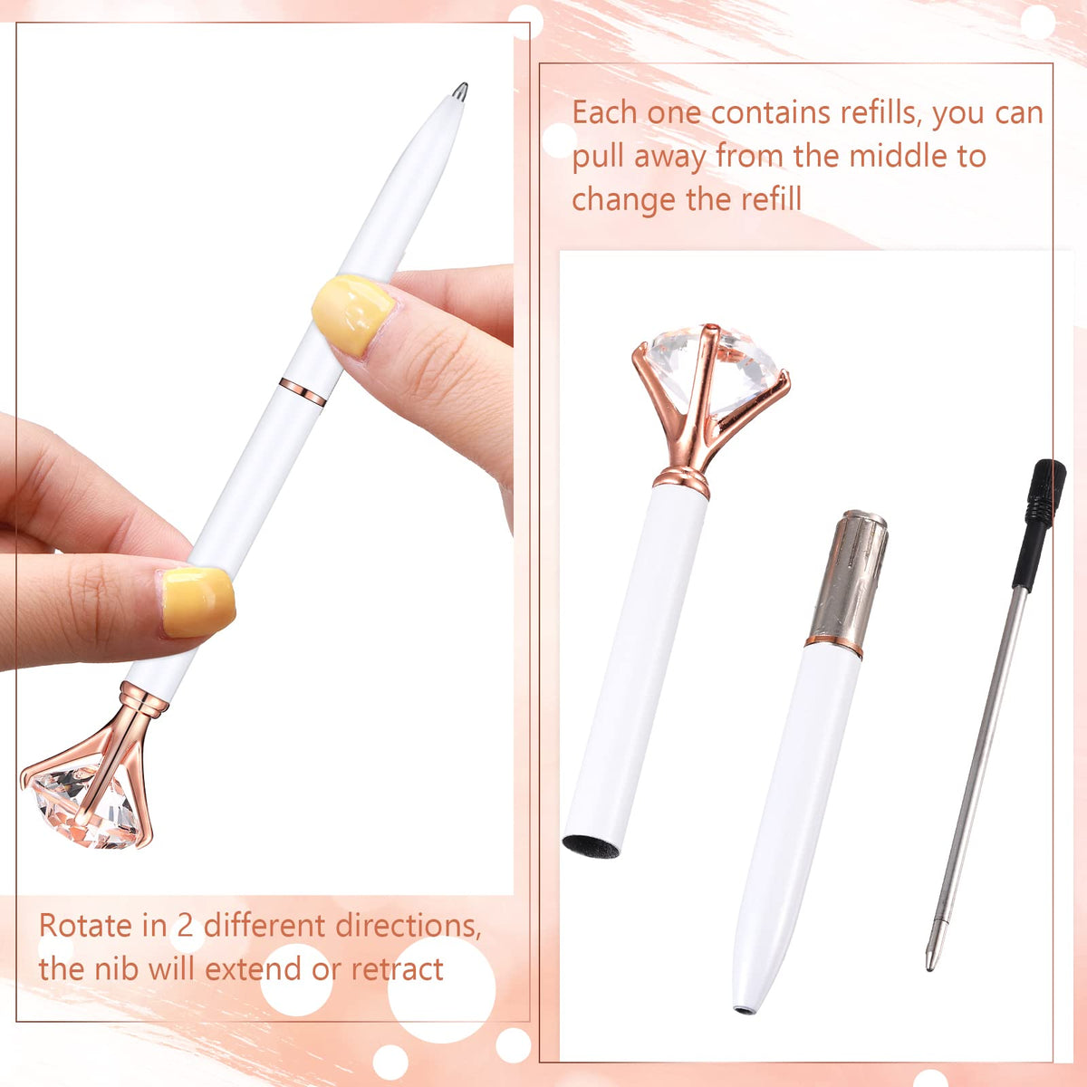 Yahenda 50 Pcs Christmas Gifts Diamond Pens Bridal Shower Ballpoint Pen Bulk Black Ink Bling