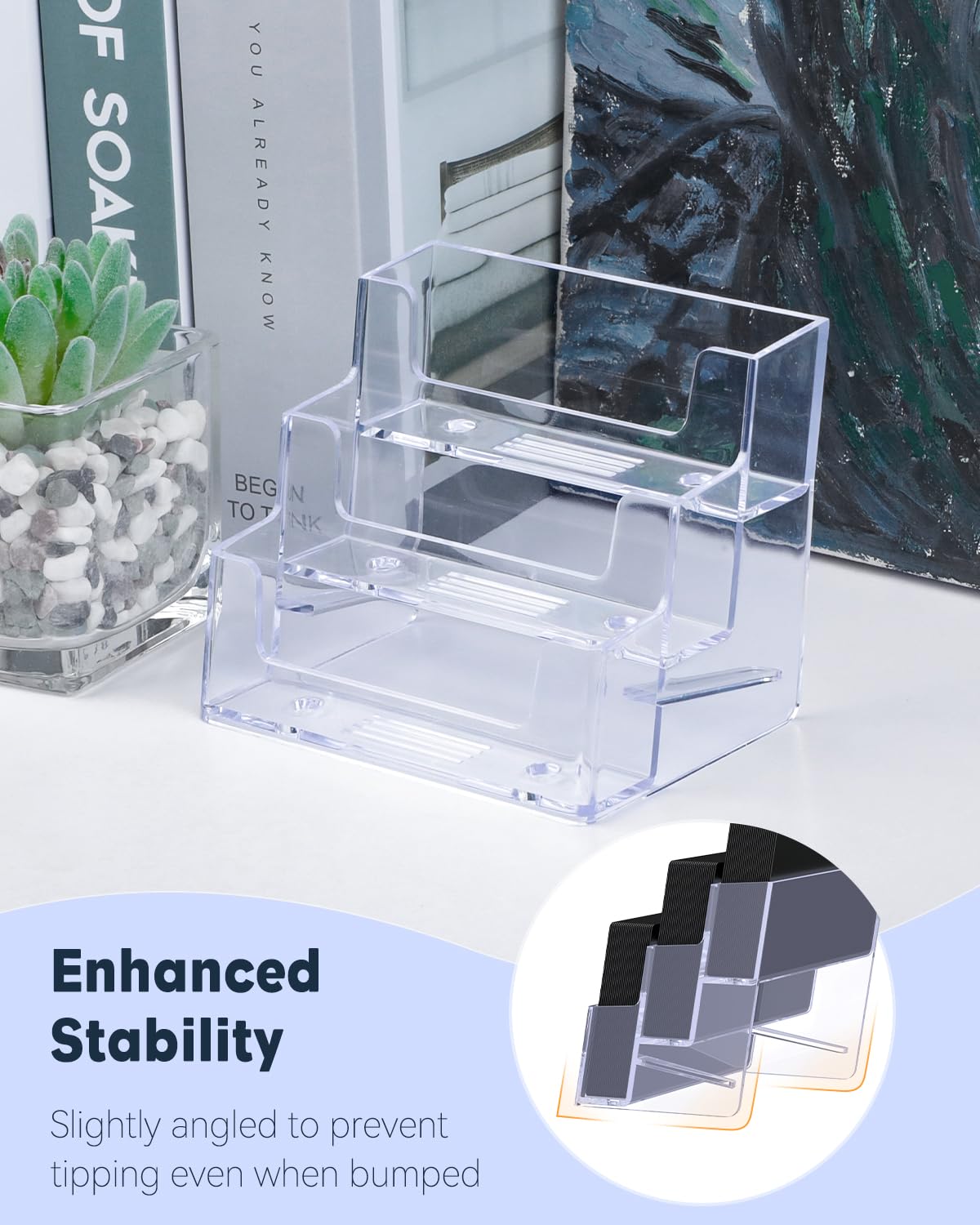 Uniclife 4 Pack Acrylic Business Card Holder for Desk, 180 Card Capacity