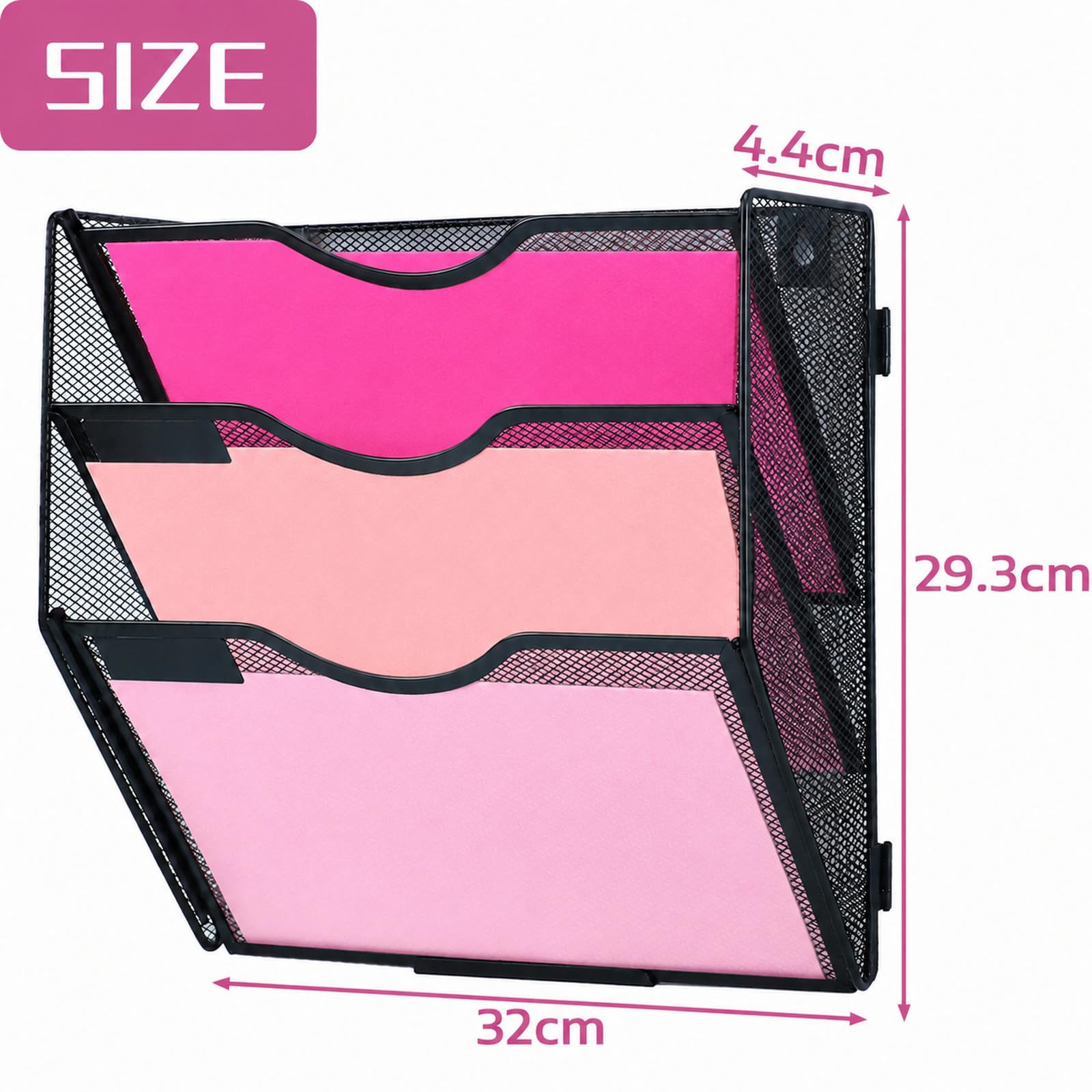 ideallife 3 Pockets Mesh Wall File Holder Organizer Office Hanging File Folder Magazine Rack