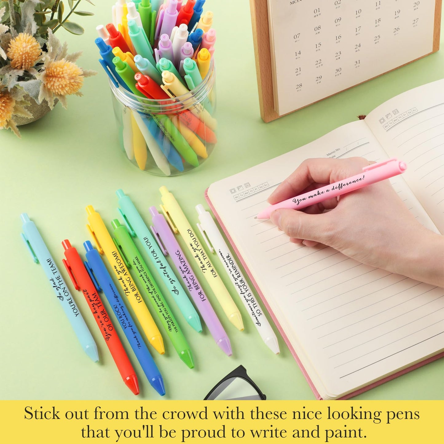 Crtiin 100 Pcs Inspirational Pens Bulk Vibrant Colors, Team Motivation
