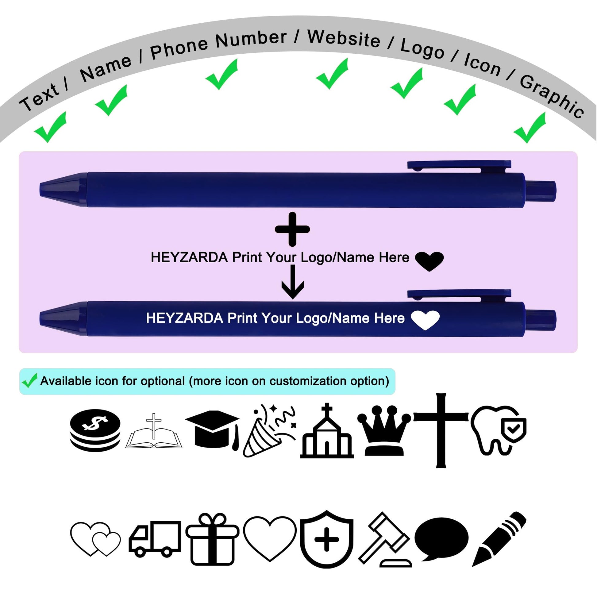 HEYZARDA Personalized Pens with Name Bulk 100-1000 Pcs, Yellow