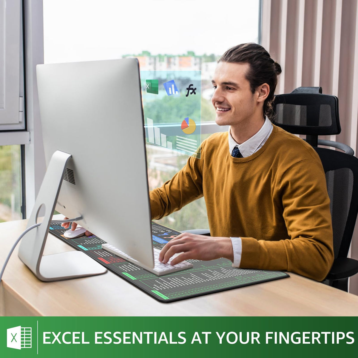 KTRIO Excel Shortcuts Mousepad, Desk Mat, 31.5 x 15.7 in, XXL