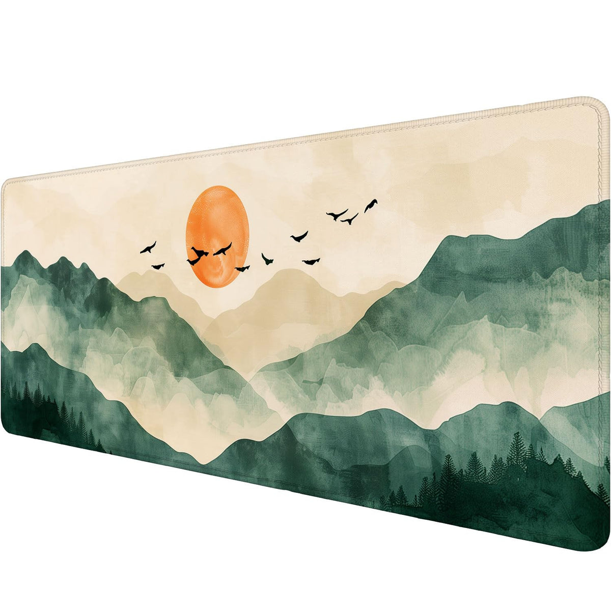 Mountains Desk Pad Mouse Pad Green Yellow Forest Landscape Mousepad XL Large Gaming Mouse Pad
