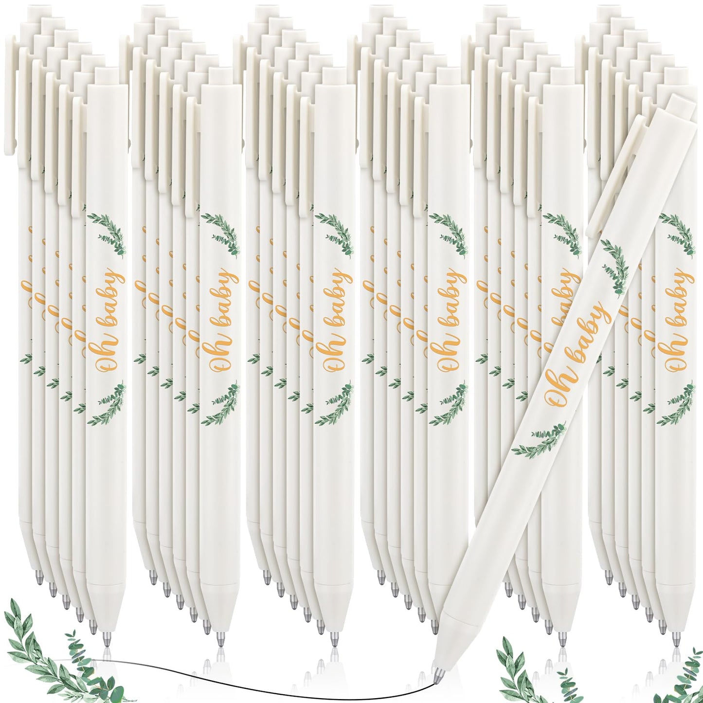 Ireer 36 Pcs Sage Greenery Baby Shower Pens Gift Party Favors
