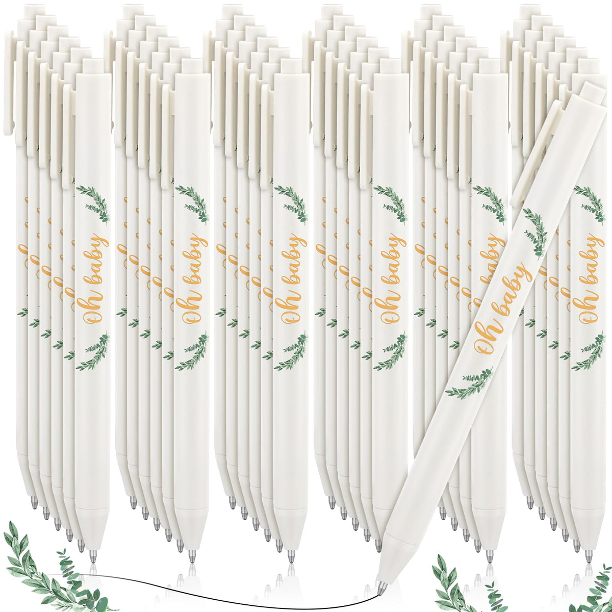 Ireer 36 Pcs Sage Greenery Baby Shower Pens Gift Party Favors