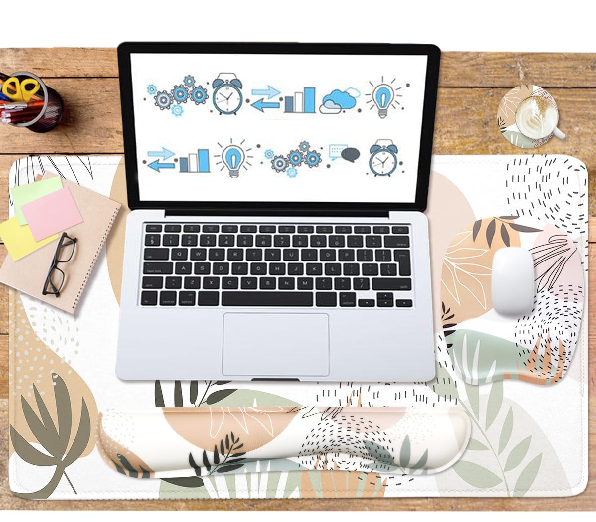 Keyboard Wrist Rest Large Mouse Pad Wrist Support for Computer, 4 in 1 Memory Foam Keyboard Pad