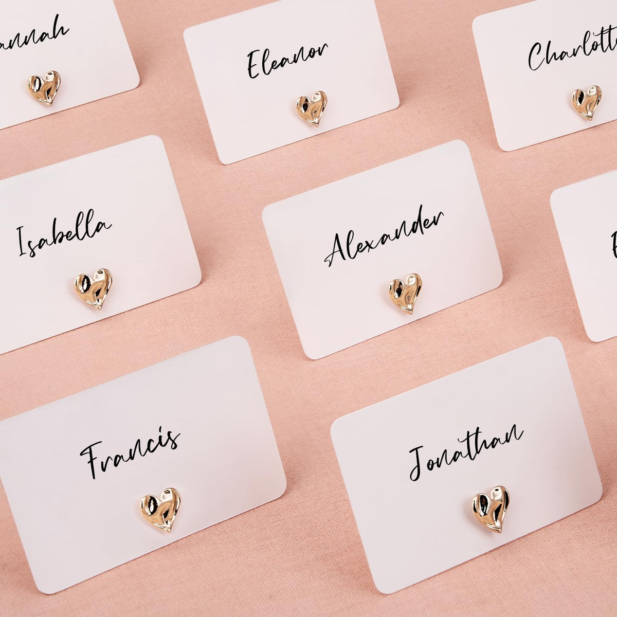 UNIQOOO 24Pcs Decorative Gold Love Heart Place Card Holders Bulk, Romantic Name Card Stands Set