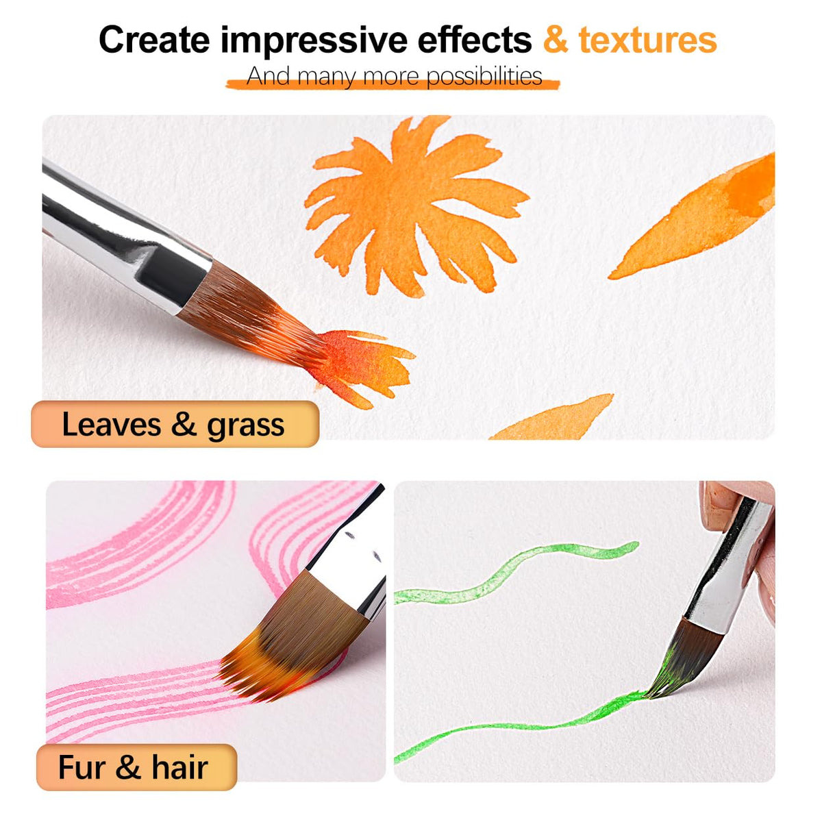 5Pcs Dual-Layer Grainer Paint Brush Set – Fuumuui Texture Comb/Filbert Brushes for Grass, Fur