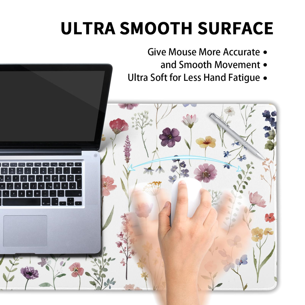Floral Desk Mat Large Extend Mouse Pad XL Beige Boho Desk Pad 31.5x11.8 Inch Cute Minimalist