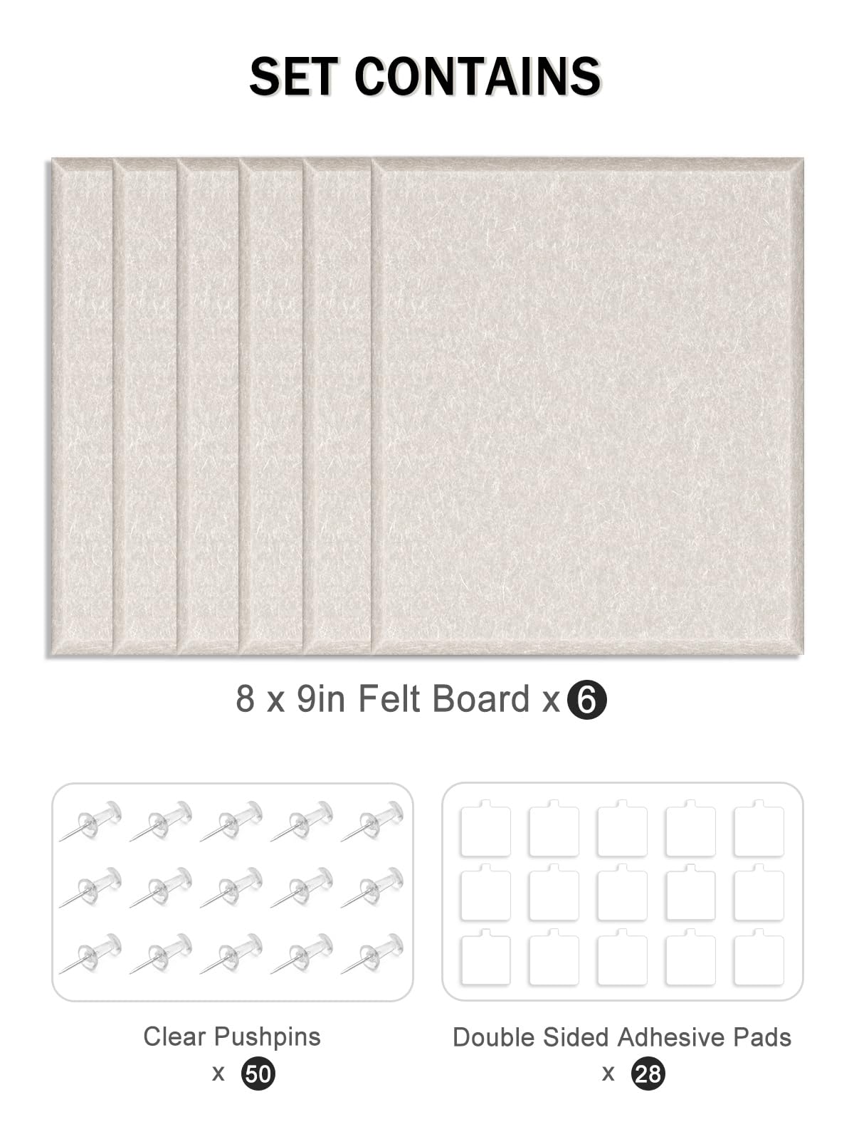 Hsurbtra Cork Board for Wall 24 x 18 Inch, 6 Pack Felt Bulletin Notice Board with Pushpins for