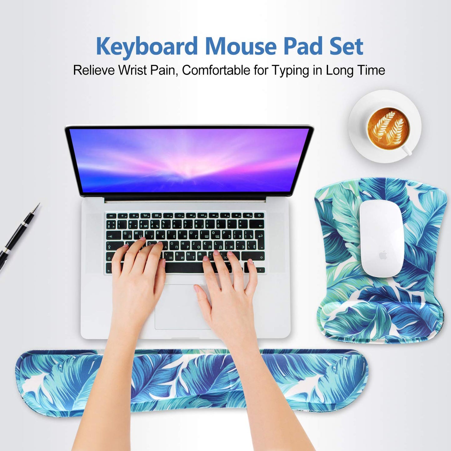 Keyboard Wrist Rest Pad Ergonomic Mouse Pad Set, ToLuLu Mouse Pad for Computer Laptop, Non Slip