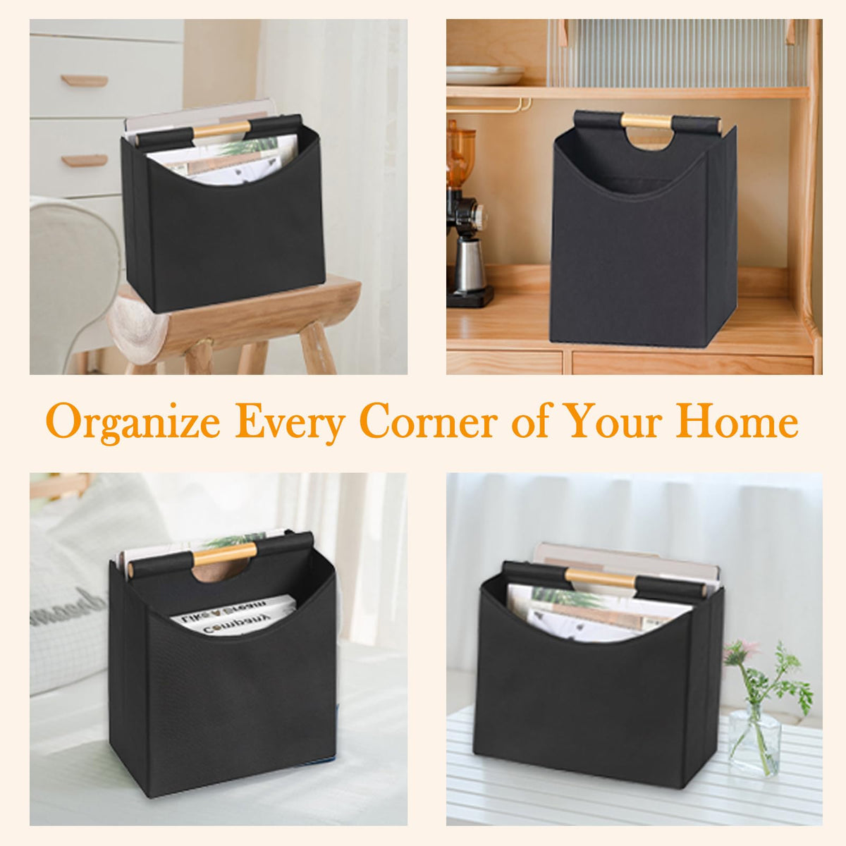Neateam Magazine Holders, Foldable Magazine File Holder with Handle Magazine Rack Floor, Newspaper