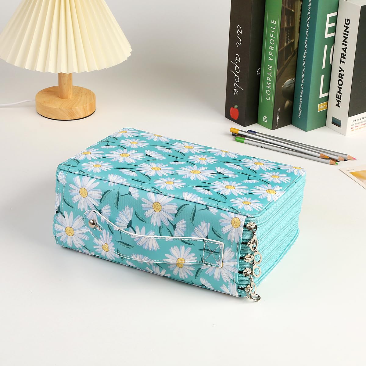 Lbxgap 250 Slots Pencil Case 5-Layer Zipped Holder w/Handle