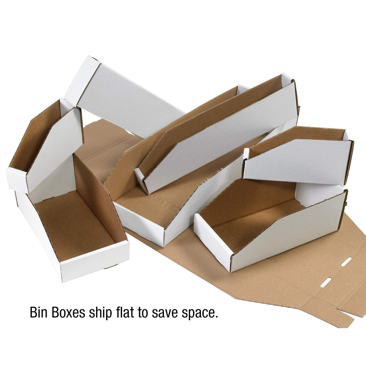 Top Pack Supply Open Top Bin Boxes, 10" x 12" x 4 1/2", White (Pack of 25)